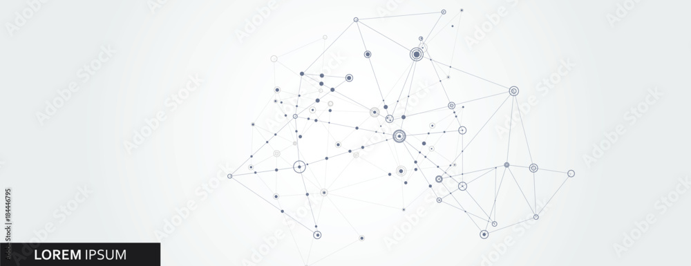 Poster Vector connect lines and dots. Banner template for science and technology