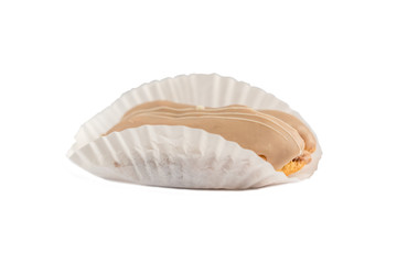 chocolate eclair isolated on white background