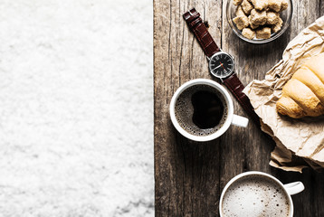 Coffee on a wooden table