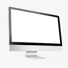 Realistic computer monitor isolated on transparent background - obrazy, fototapety, plakaty