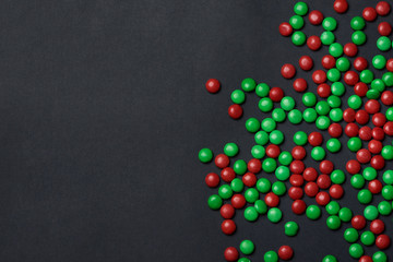 Green and red dragee candies