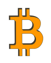 Bitcoin logo with shadow cut in surface