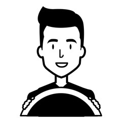young man driving with steering wheel