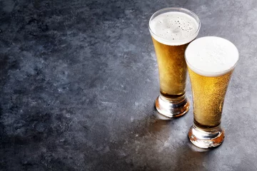 Zelfklevend Fotobehang Lager beer glasses © karandaev