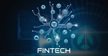 Fintech various business icons with technology