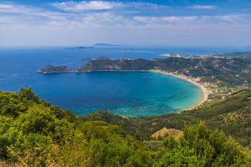 Fototapeta na wymiar View at Agios Georgios Pagon beach in Corfu island, Greece