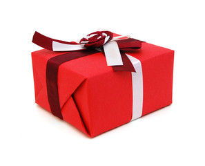 Gift box with ribbon isolated on white