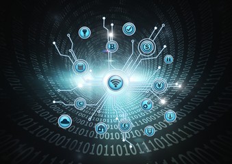 Futuristic business icons connected