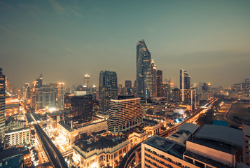 Bangkok Ratchaprasong  business district  as dusk.