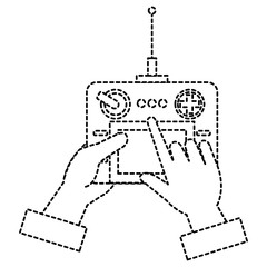 user hand with drone remote control vector illustration design