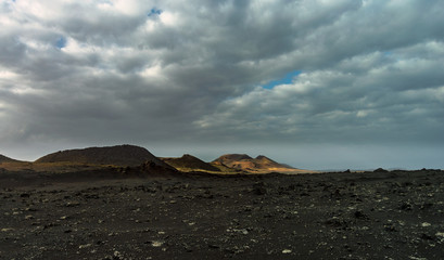 Fototapeta na wymiar colorful volcanoes. Timanfaya. Canary islands.Lanzarote.Desert landscape