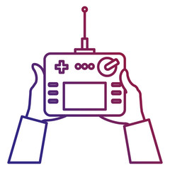 user hand with drone remote control vector illustration design