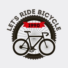 lets ride bicycle sport transport retro banner design vector illustration