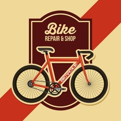 bike repair and shop poster retro design vector illustration