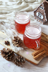 Winter craft beer in New Year decorations