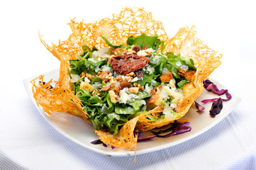 Rocca Salad in cheese bowl