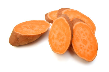 Fototapeta na wymiar Sweet potatoes on white 