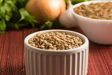 Cooked Lentils in a bowl