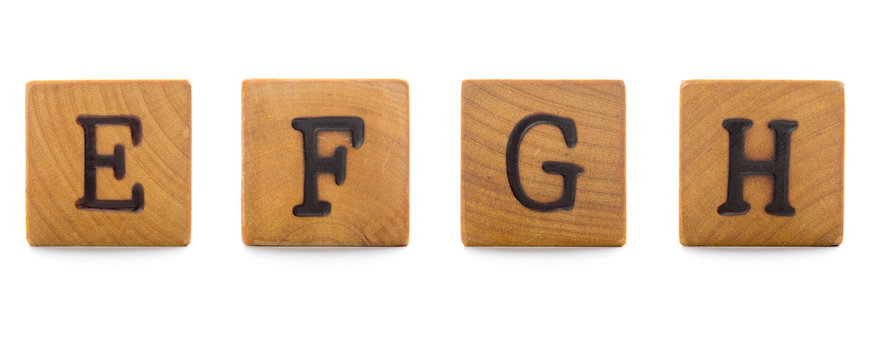 Lettere alfabeto in legno EFGH