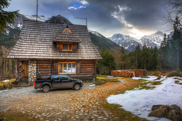 Fototapeta premium Mountain hut in Tatra mountains, Poland