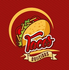 tacos delicious mexican food vegetables poster vector illustration