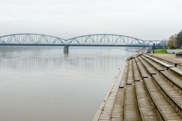 Torun, Poland, Pilsudski's road Bridge on Vistula River