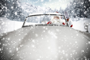 winter car with santa claus 