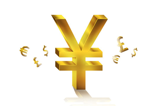 golden currency symbols forex trading concept