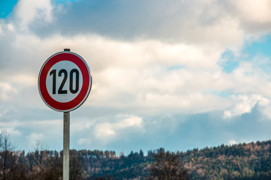 Traffic sign which means 120 kilometers per hour