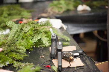 Making a Christmas wreath, Advent.