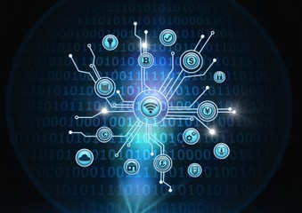 Futuristic business icons connected