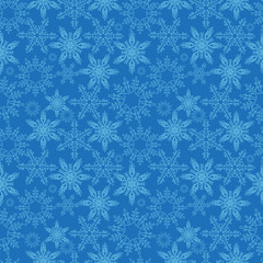 Snowflakes seamless pattern. New Years snow endless background, winter repeating texture. Christmas backdrop. Vector illustration