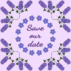 Save our date, lilac