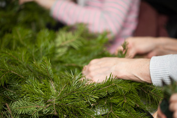 Making a Christmas wreath, Advent.