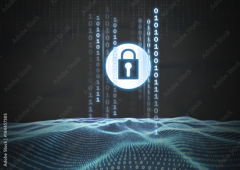 Wall mural security lock icon and code