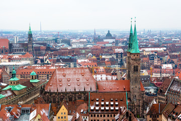 Obraz premium Cityscape of Nuremberg, Germany, in a winter day.