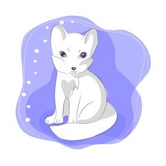 color vector illustration of cute arctic fox