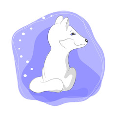 color vector illustration of cute arctic fox