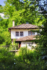 Fototapeta na wymiar Traditional Bulgarian house in the countryside. Green surrounding