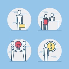business people teamwork icon set in thin line style vector illustration