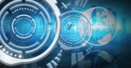 Futuristic technology interface and world earth