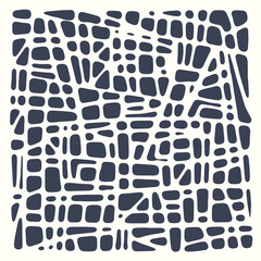 Abstract grunge vector background. Monochrome composition of irregular graphic elements.
