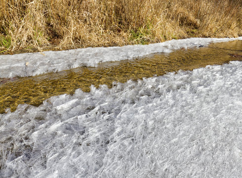 Flozen Creek With Ice Christals