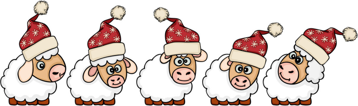 Set of five Christmas sheep
