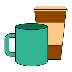 ceramic and paper coffee cup empty template for corporate identity vector illustration