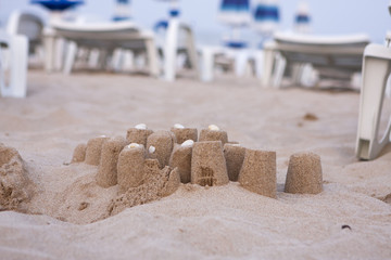 Sand kulichiki on a beach