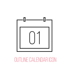 Calendar vector outline icon. The first of January