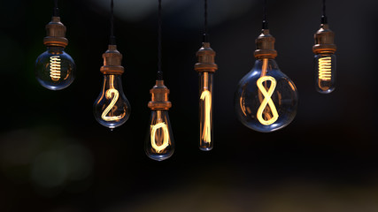 light bulb. new year 2018. edison light bulb