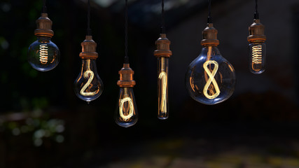 light bulb. new year 2018. edison light bulb