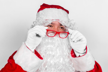 Portrait of Santa claus ,merry christmas,Gifts for Children,Portrait of santa claus on white background,December is the month of Christmas.